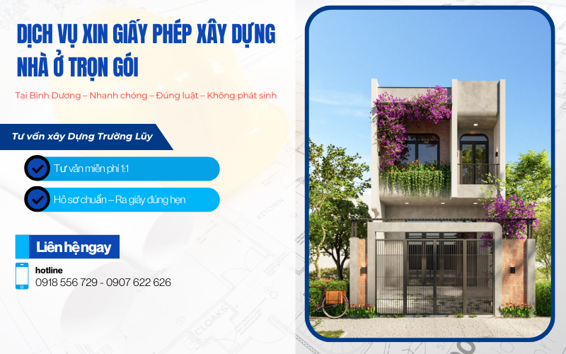 Dịch vụ xin giấy phép xây dựng nhà ở trọn gói tại Bình Dương - Hotline 0918 556 729